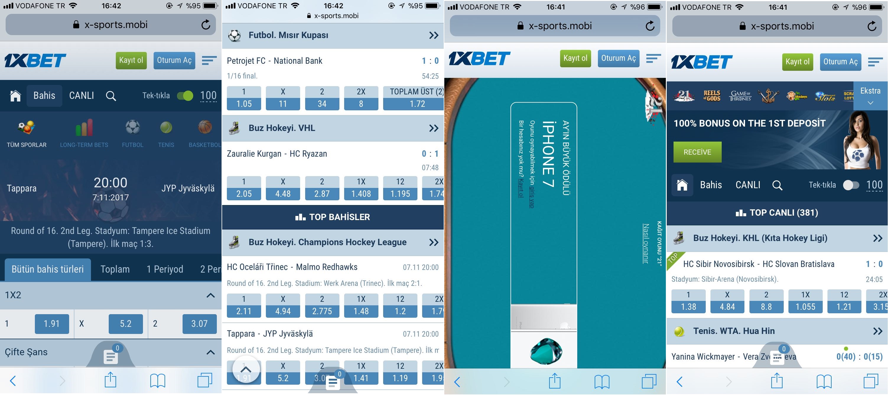 1xBet Mobil erişim
